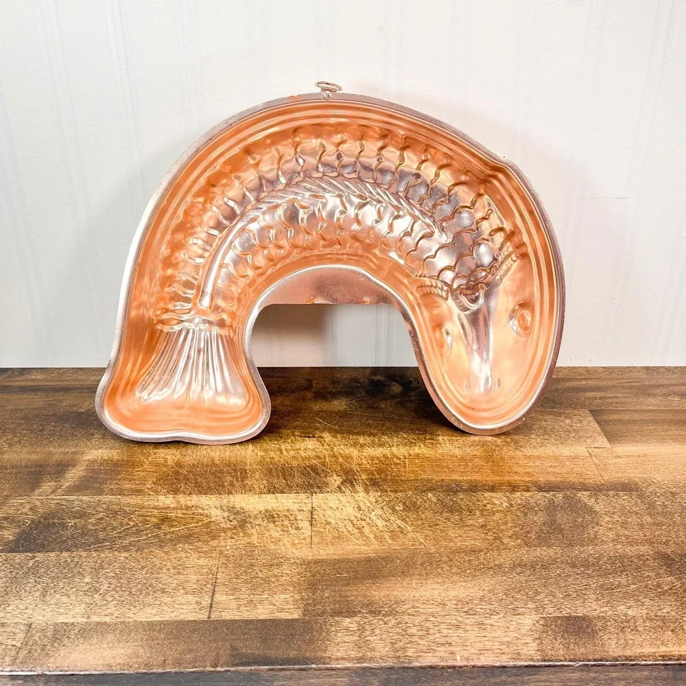 Vintage‎ Pink Copper Metal Fish Mold Wall Decor